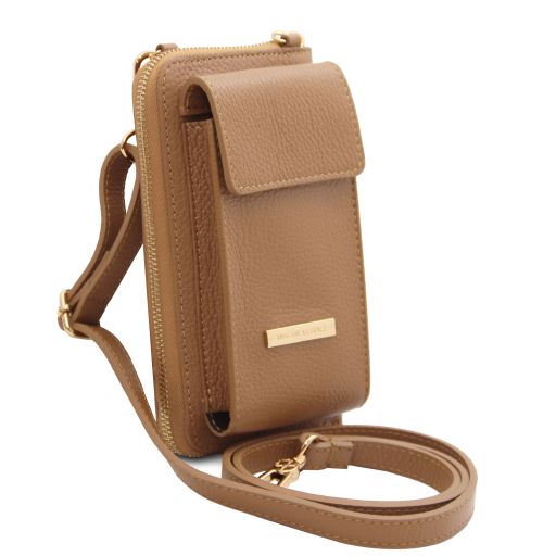 TL Bag - Portefeuille/supporte pour téléphone en cuir avec bandoulière