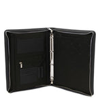 Cesare - Leather document case with handle and ring binder