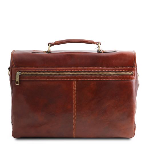 Mantova - Leather multi compartment TL SMART briefcase with flap