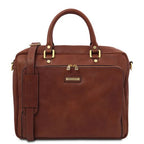 Pisa - Leather laptop briefcase with front pocket