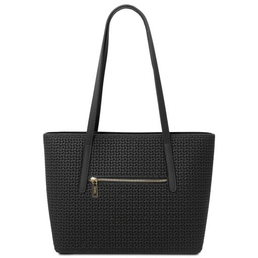 Dedalo - Sac shopping en cuir imprimé tressé