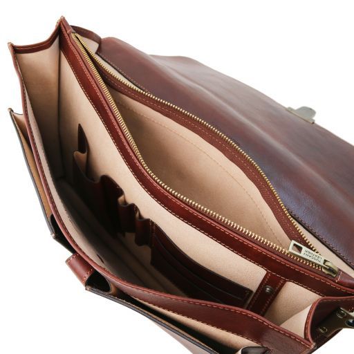 Assisi - Cartable en cuir avec 3 compartiments