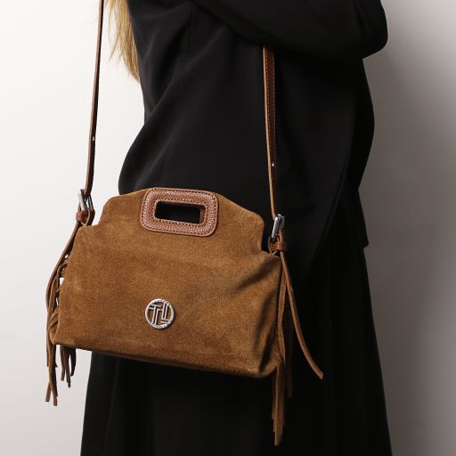 Nomade - Sac à main en cuir daim et franges