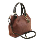 TL KeyLuck - Sac shopping en cuir imprimé tressé