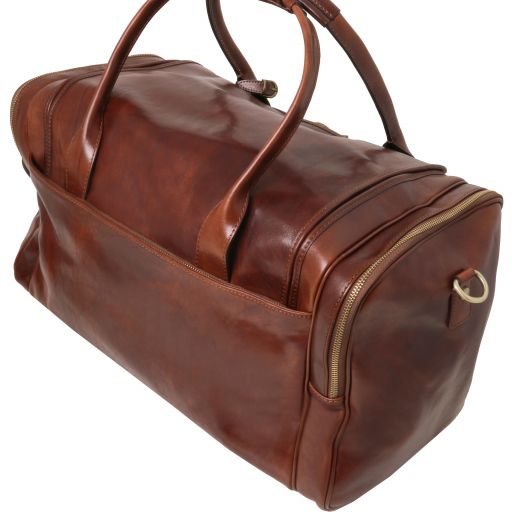 TL Voyager - Travel leather bag with side pockets