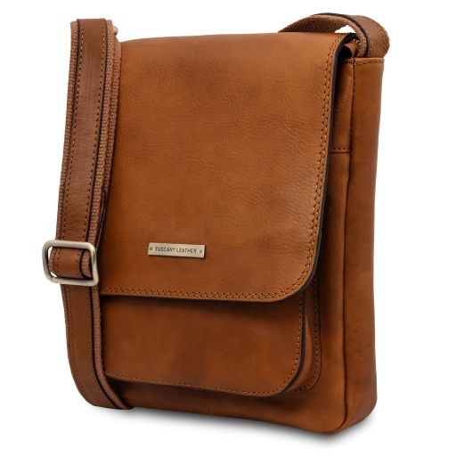 Jimmy - Leather crossbody bag for men with front pocket