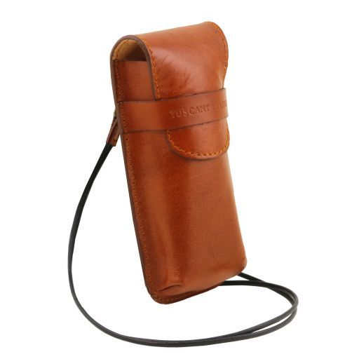 Exclusive leather crossbody case for glasses