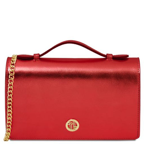 Opera - Sac à main en cuir metallic et bandoulière à chaîne