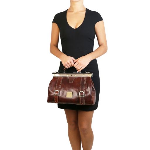 Monalisa - Doctor gladstone leather bag with front straps