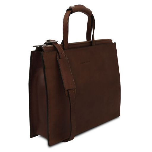 Palermo - Leather briefcase 3 compartments for women