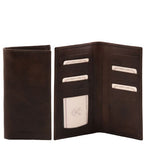 Elégant portefeuille vertical en cuir avec 2 volets