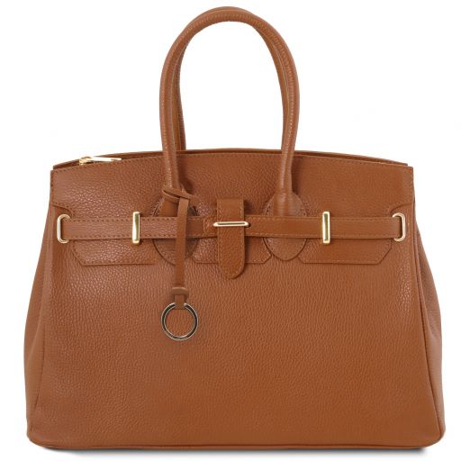 TL Bag - Leather handbag with golden hardware
