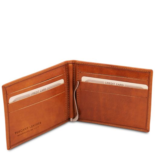 Exclusive leather card holder with money clip