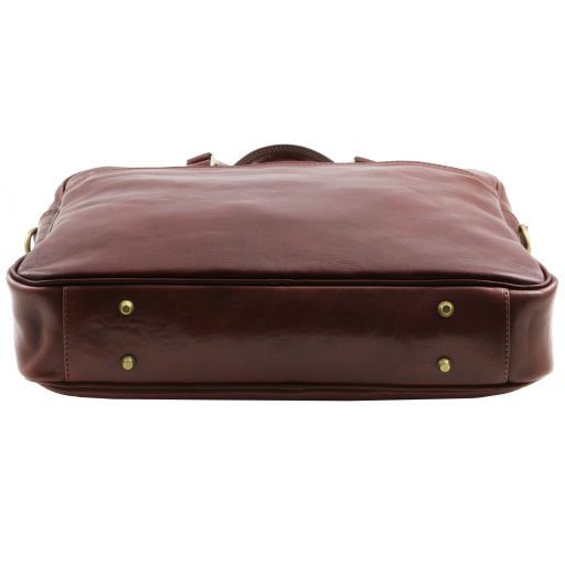 Urbino - Leather laptop briefcase 2 compartments with front pocket