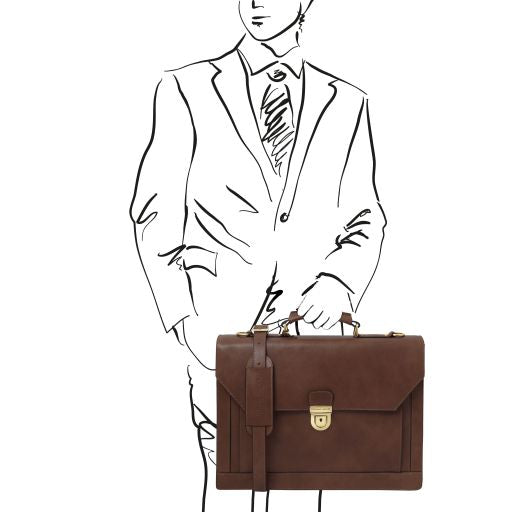 Cremona - Leather briefcase 3 compartments