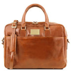 Urbino - Leather laptop briefcase 2 compartments with front pocket