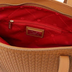 Dedalo - Sac shopping en cuir imprimé tressé