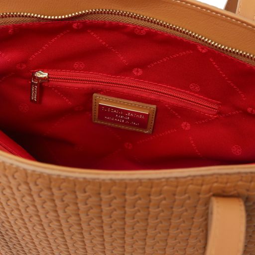 Dedalo - Sac shopping en cuir imprimé tressé