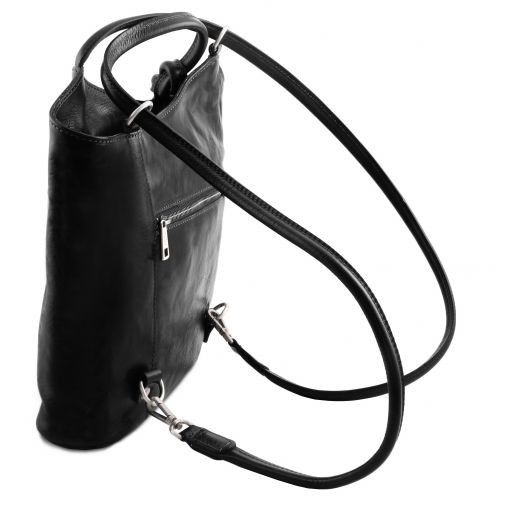 PATTY — Convertible Italian Leather Backpack Bag