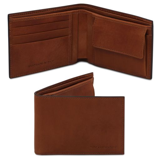 Exclusive 2 fold leather wallet for men with coin pocket