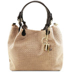 TL KeyLuck - Sac shopping en cuir imprimé tressé