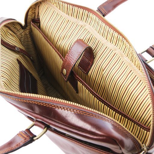 Urbino - Cartable en cuir porte ordinateur 2 compartiments avec poche frontale