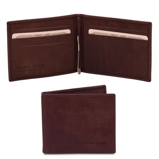 Exclusive leather card holder with money clip