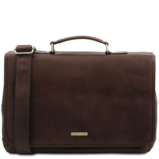 Mantova - Leather multi compartment TL SMART briefcase with flap