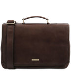 Mantova - Leather multi compartment TL SMART briefcase with flap