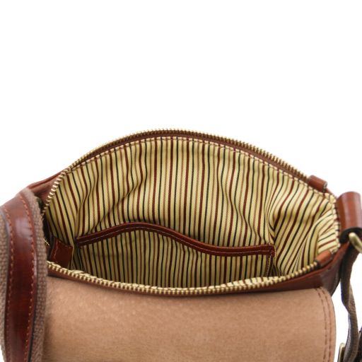 John - Leather crossbody bag for men with front zip