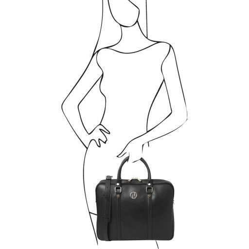 Prato - Elégante serviette pour portable en cuir Saffiano