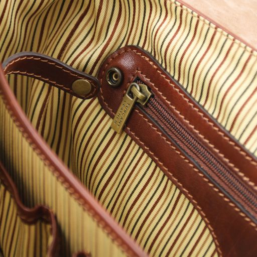 Mantova - Leather multi compartment TL SMART briefcase with flap