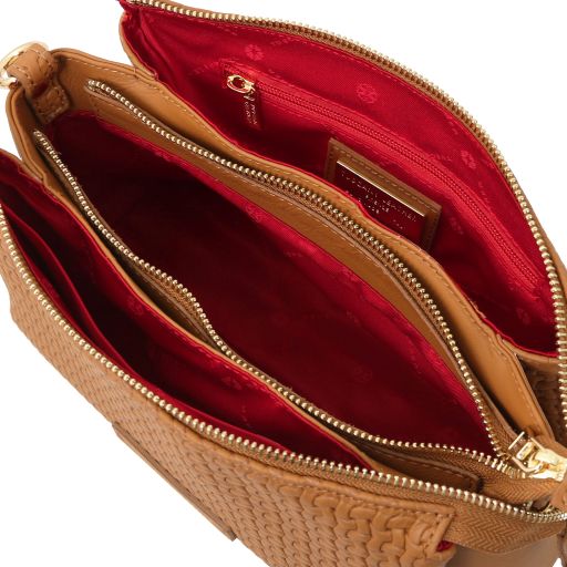 Dedalo - Sac bandoulière en cuir imprimé tressé