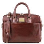 Urbino - Leather laptop briefcase 2 compartments with front pocket