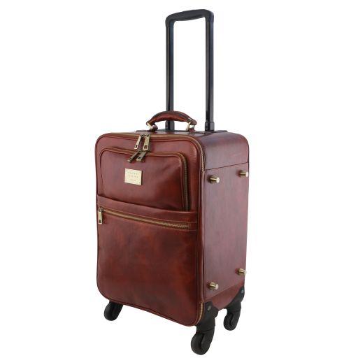 TL Voyager - Valise verticale en cuir avec 4 roulettes