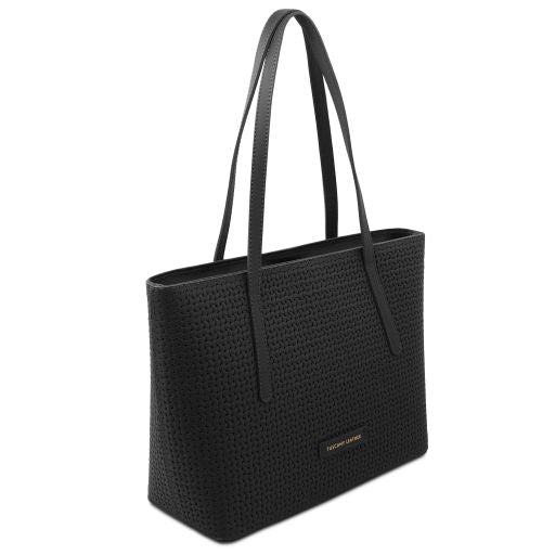 Dedalo - Woven printed leather shopping bag Secondary image