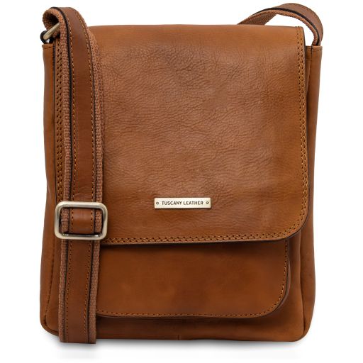 Jimmy - Leather crossbody bag for men with front pocket