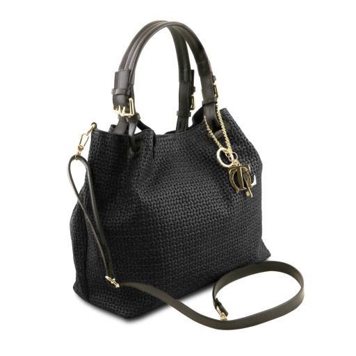 TL KeyLuck - Sac shopping en cuir imprimé tressé