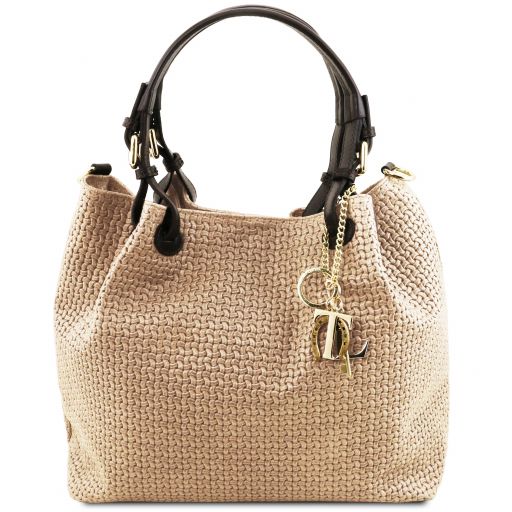 TL KeyLuck - Woven printed leather shopping bag