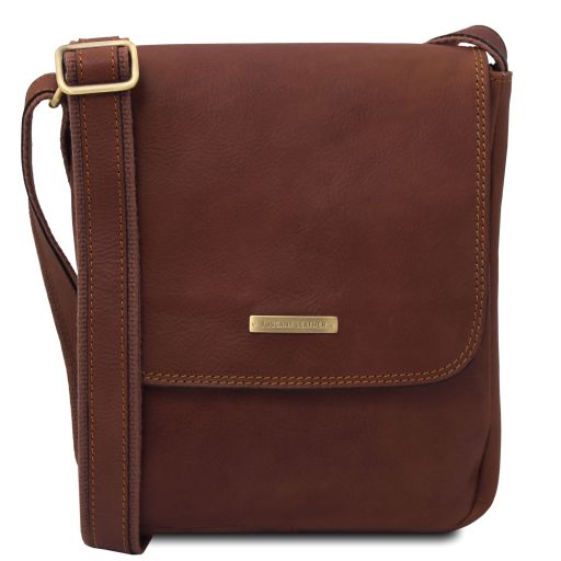 John - Leather crossbody bag for men with front zip