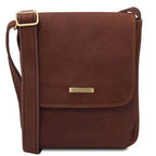 John - Leather crossbody bag for men with front zip