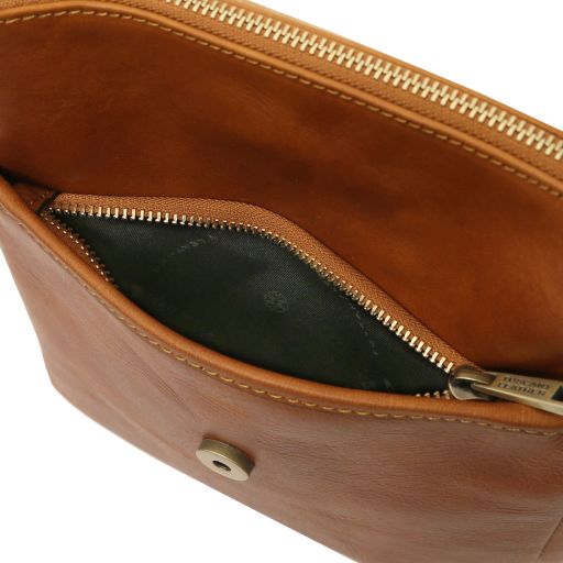 John - Leather crossbody bag for men with front zip