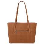 Dedalo - Sac shopping en cuir imprimé tressé
