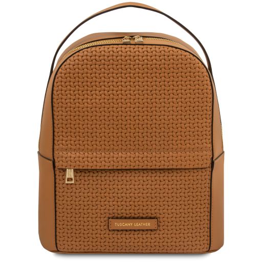 Dedalo - Woven printed leather backpack