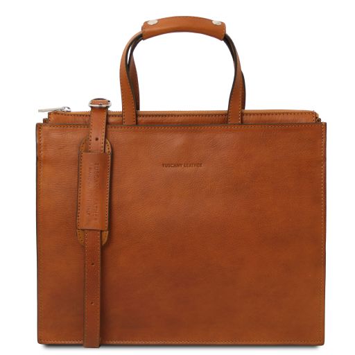 Palermo - Leather briefcase 3 compartments for women