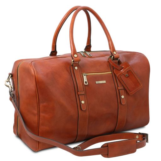 TL Voyager - Leather travel bag with front pocket