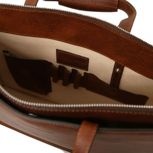 Palermo - Leather briefcase 3 compartments for women