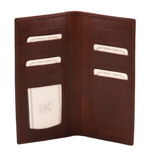 Elégant portefeuille vertical en cuir avec 2 volets