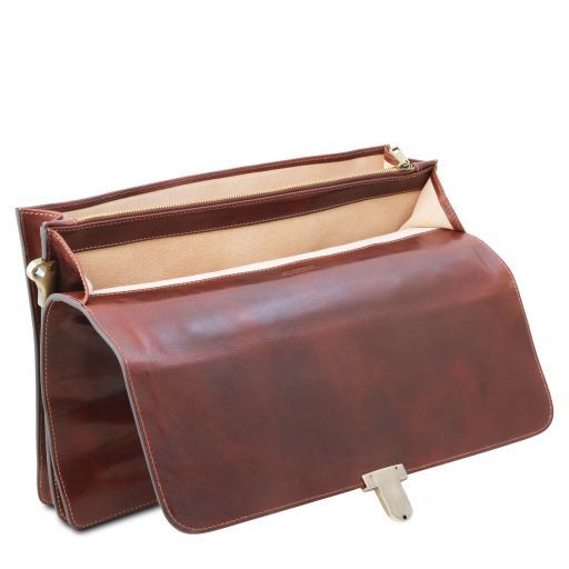 Assisi - Cartable en cuir avec 3 compartiments
