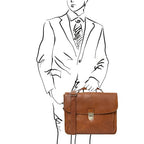 Alessandria - Cartable porte ordinateur multi compartiments en cuir